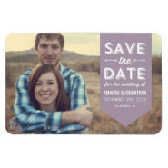 Lavender Banner Photo Save The Date Magnet