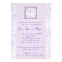 Lavender Baptism/Christening Invitation