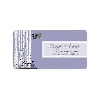 Lavender Birch Tree Return Address Label label
