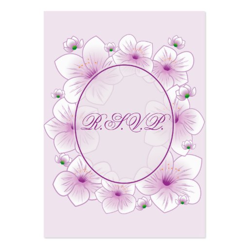 Lavender Blossom Flowers Romantic RSVP Minicard Business Card Template (front side)