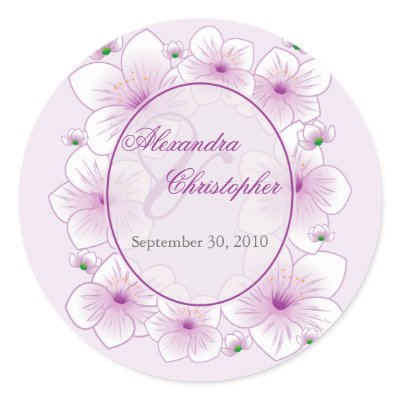 Lavender Blossom Flowers Romantic Wedding Favor Stickers
