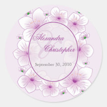 Lavender Blossom Flowers Romantic Wedding Favor Stickers