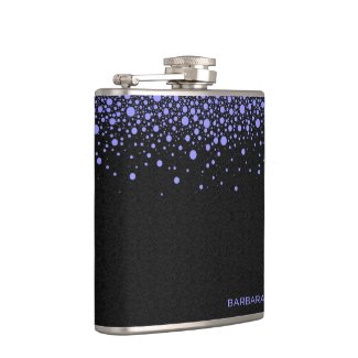 Lavender Blue And Black Random Circles Design Hip Flask