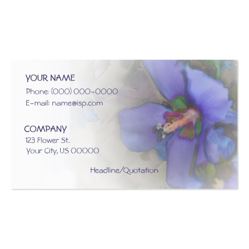 Lavender Blue Hibiscus Business Card (front side)