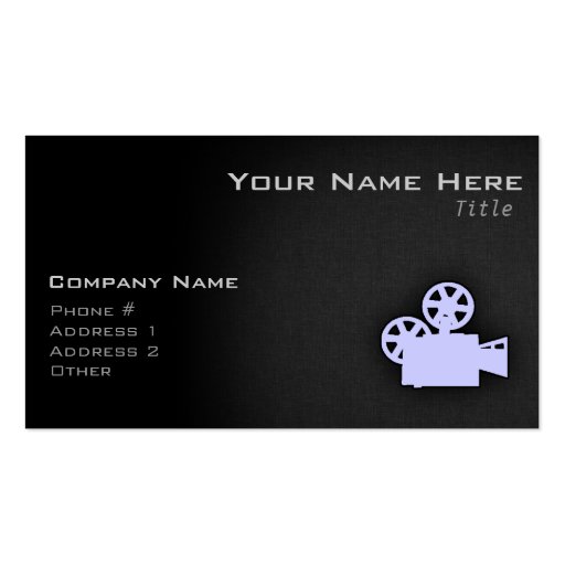 Lavender Blue Movie Camera Business Card Templates (front side)
