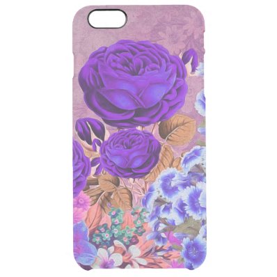 Lavender Blue Roses Clear iPhone 6 Plus Case