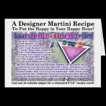 Lavender Blue Watermelon Martini Recipe Card cards