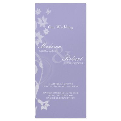 Lavender Branch Wedding Program Card Custom Rack Cards