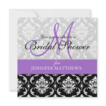 Lavender Bridal Shower Invitation Damask Monogram