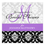 Lavender Bridal Shower Invitation Damask Monogram