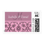 Lavender Bride And Groom Damask Monogram Stamps