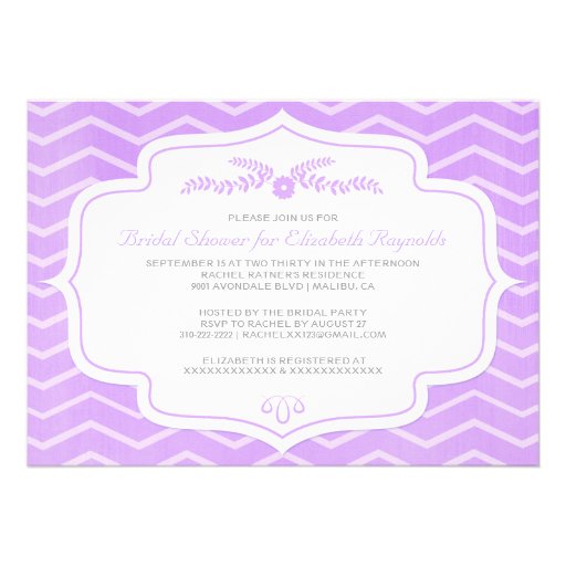 Lavender Chevron Bridal Shower Invitations
