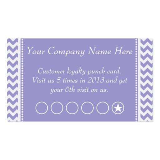 Lavender Chevron Discount Promotional Punch Card Business Cards (front side)