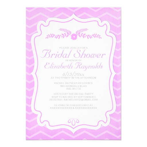 Lavender Chevron Stripes Bridal Shower Invitations
