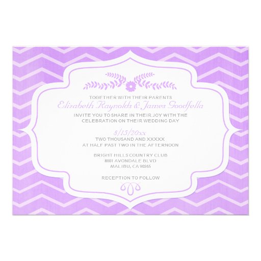 Lavender Chevron Wedding Invitations