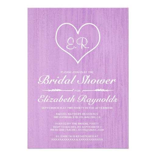 Lavender Country Bridal Shower Invitations