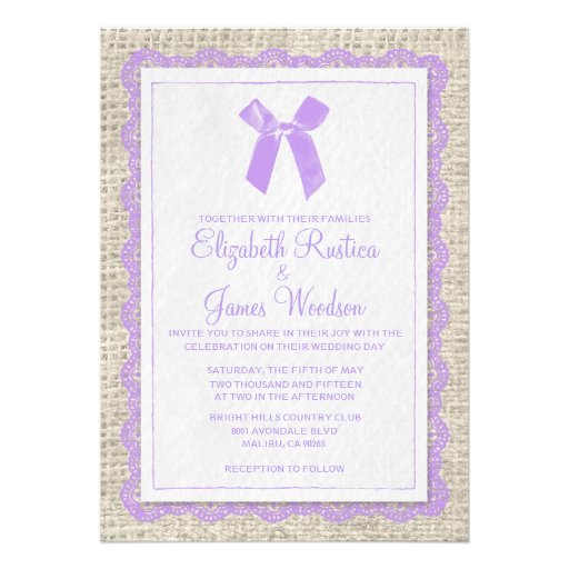 Lavender Country Burlap Wedding Invitations