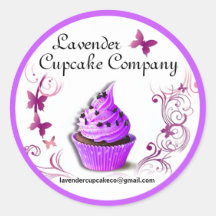 Lavender Cupcake Co Sticker purple border large