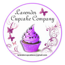 Lavender Cupcake Co Sticker purple border small