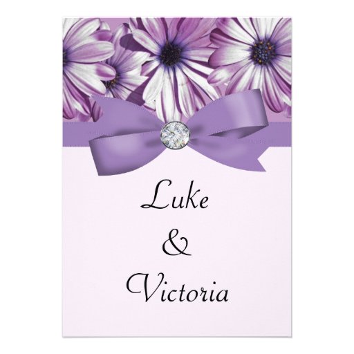 Lavender Daisies Bow & Ribbon Wedding Card