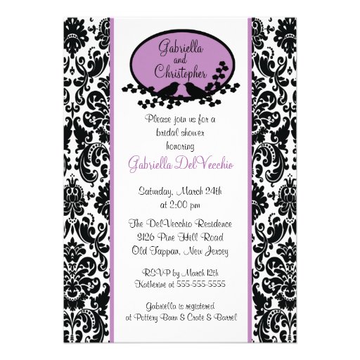Lavender Damask Bridal Shower Invitation