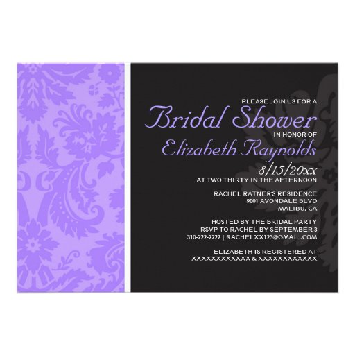 Lavender Damask Bridal Shower Invitations