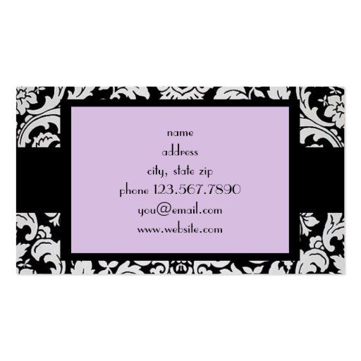 Lavender Damask Business Cards (back side)