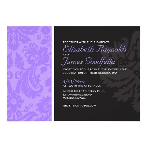 Lavender Damask Wedding Invitations