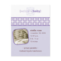 Lavender Delight Birth Announcement Postcard by minkideluxe Lavender Delight Birth Announcement Postcard