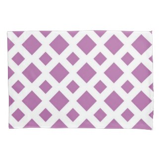 Lavender Diamonds on White Geometric Pattern Pillowcase