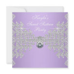 Lavender  Diamonds Pink Sweet 16 Birthday Party Custom Invitation