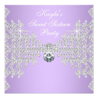 Lavender  Diamonds Pink Sweet 16 Birthday Party Custom Invitation