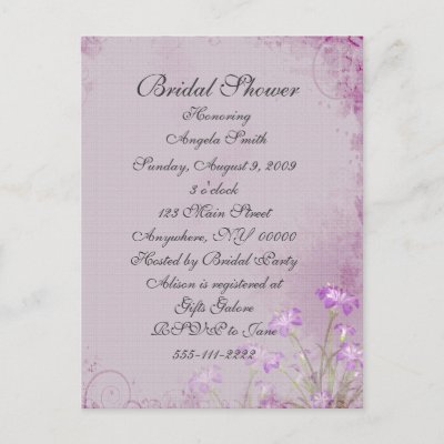 Lavender Floral Bridal Shower Invitation Post Cards by StarStock