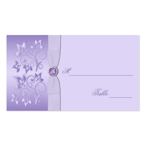 Lavender Floral Jewelled Placecards Business Card Templates (back side)