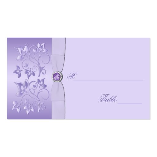 Lavender Floral Jewelled Placecards Business Card Templates (front side)