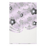 lavender floral satin floral damask personalized stationery
