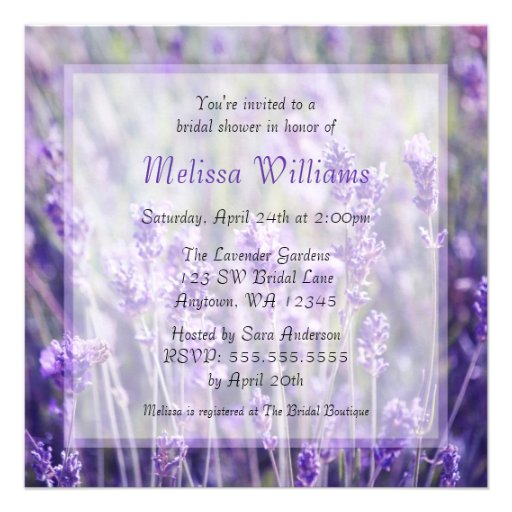 Lavender Flowers Bridal Shower Custom Invitation