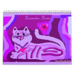 Lavender for Love kitty Calender Wall Calendar