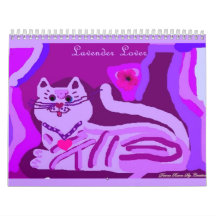 Lavender for Love kitty Calender Wall Calendar