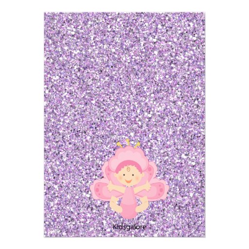 Lavender Glitter Baby Butterfly Shower Invite