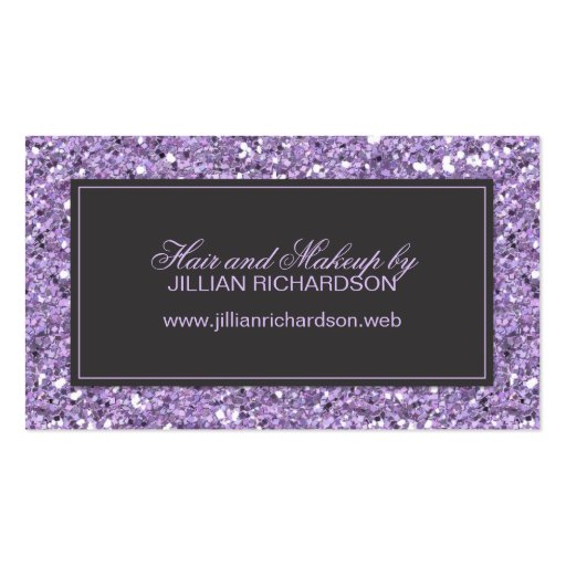 Lavender Glitter Look Business Card (front side)