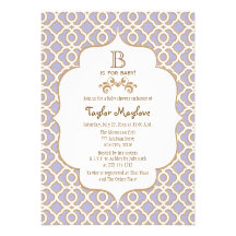Lavender Gold Moroccan Baby Shower Invitations