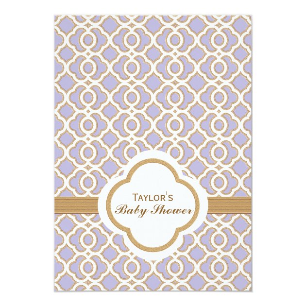 Lavender Gold Moroccan Baby Shower Invitations