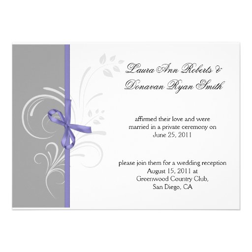 Lavender Gray White Floral Swirls Post Weddi Custom Invites
