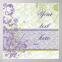Lavender & Green Floral Swirls Poster