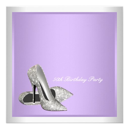 Lavender High Heels Womans 50th Birthday Personalized Invite