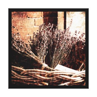 lavender in a basket canvas print