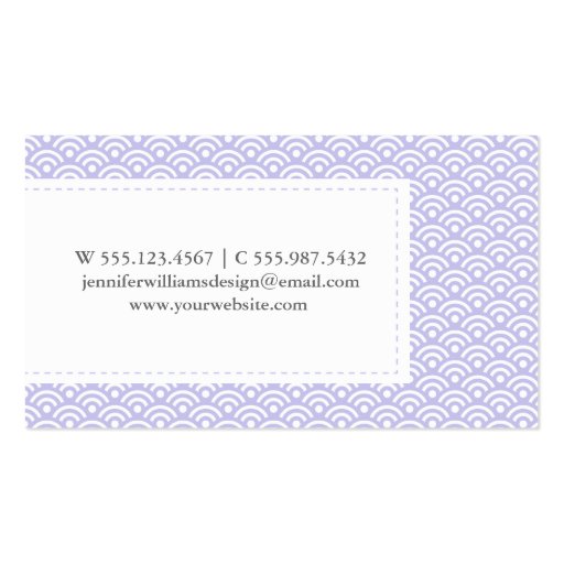 Lavender Japanese Seigaiha Pattern Business Card (back side)