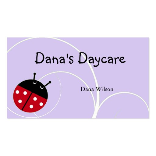 Lavender Ladybug Daycare Business Card (front side)