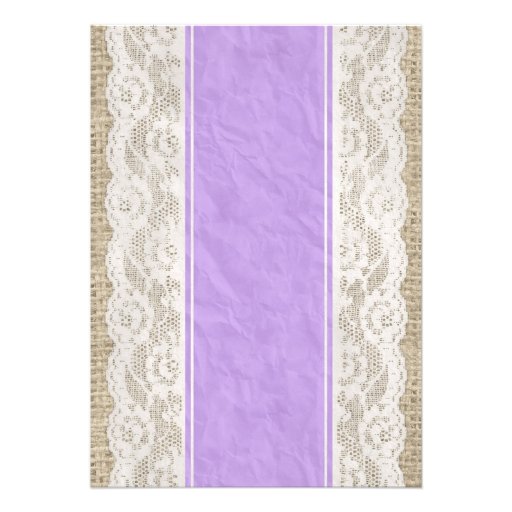 Lavender Linen Burlap Lace Bridal Shower Invites